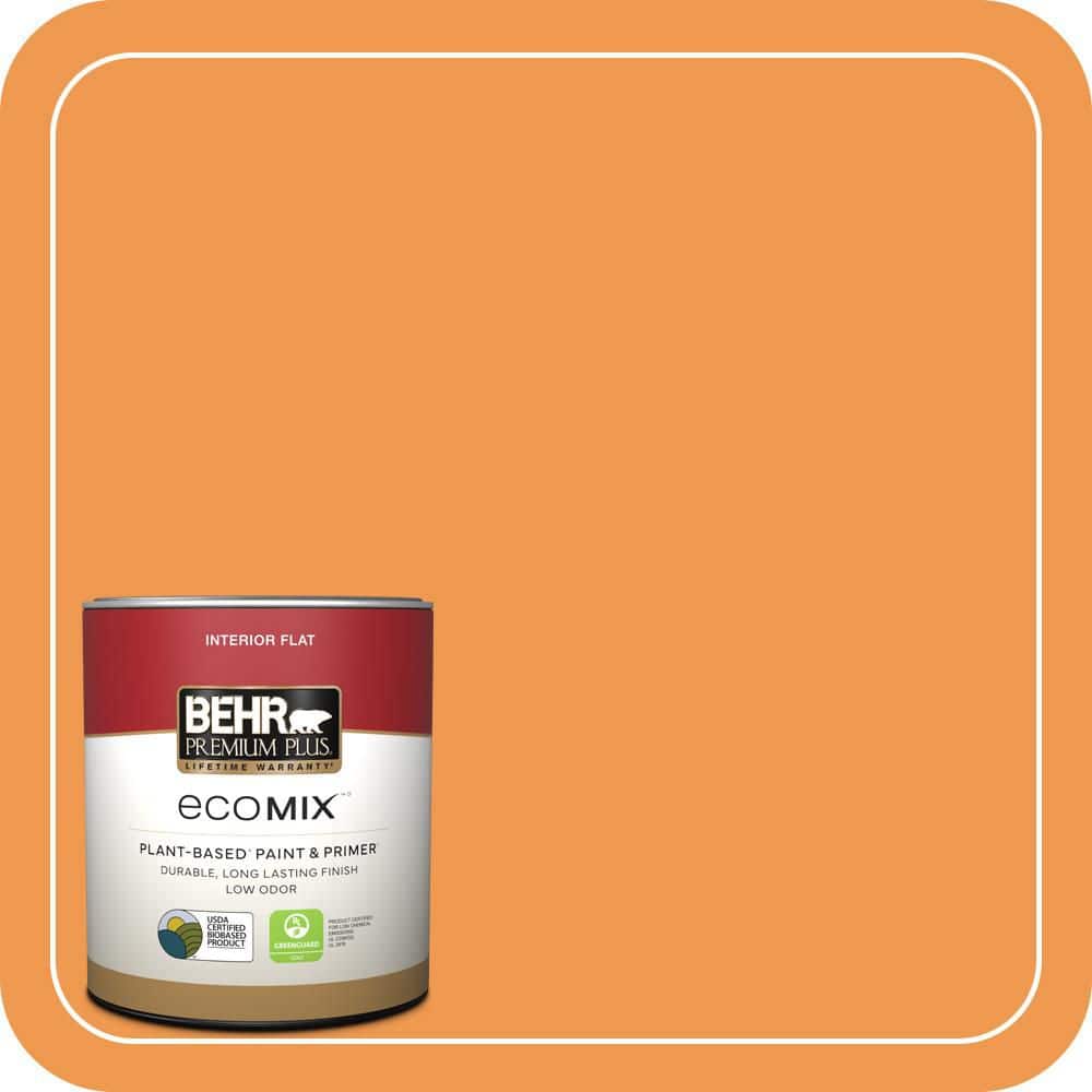 BEHR PREMIUM PLUS 1 qt. #270B-6 Autumn Orange Flat EcoMix Plant-Based Interior Paint & Primer (1)