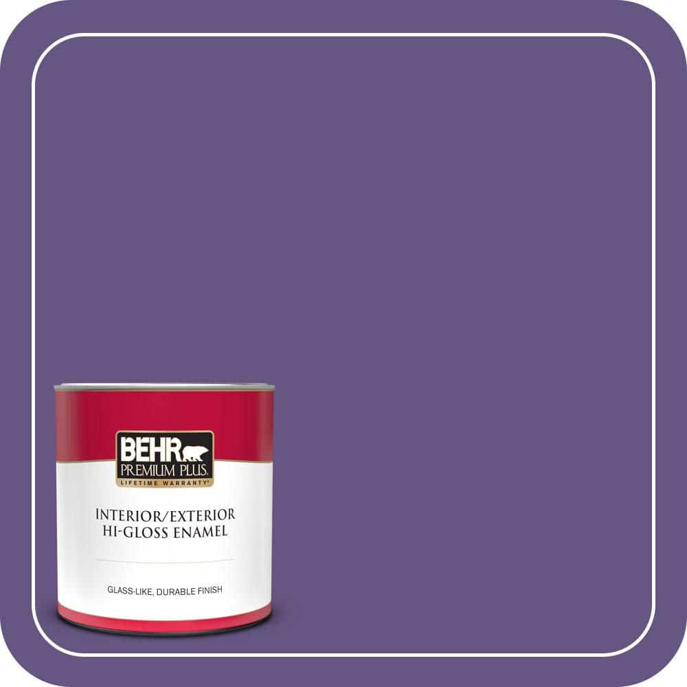 BEHR PREMIUM PLUS 1 qt. #PPU16-02 Vigorous Violet Hi-Gloss Enamel Interior/Exterior Paint & Primer (1)