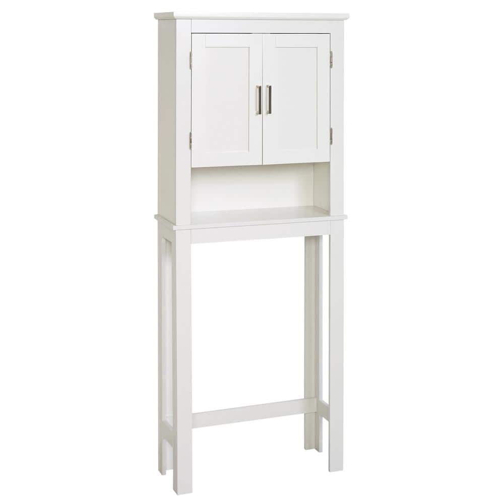 Glacier Bay Shaker 26.7 in. W x 68 in. H x 10.1 in. D White Over The Toilet Storage with Adjustable Shelves & Doors