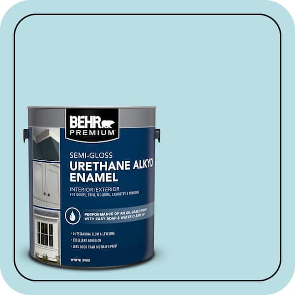 BEHR PREMIUM 1 gal. #M470-2 Basin Blue Urethane Alkyd Semi-Gloss Enamel Interior/Exterior Paint (2)