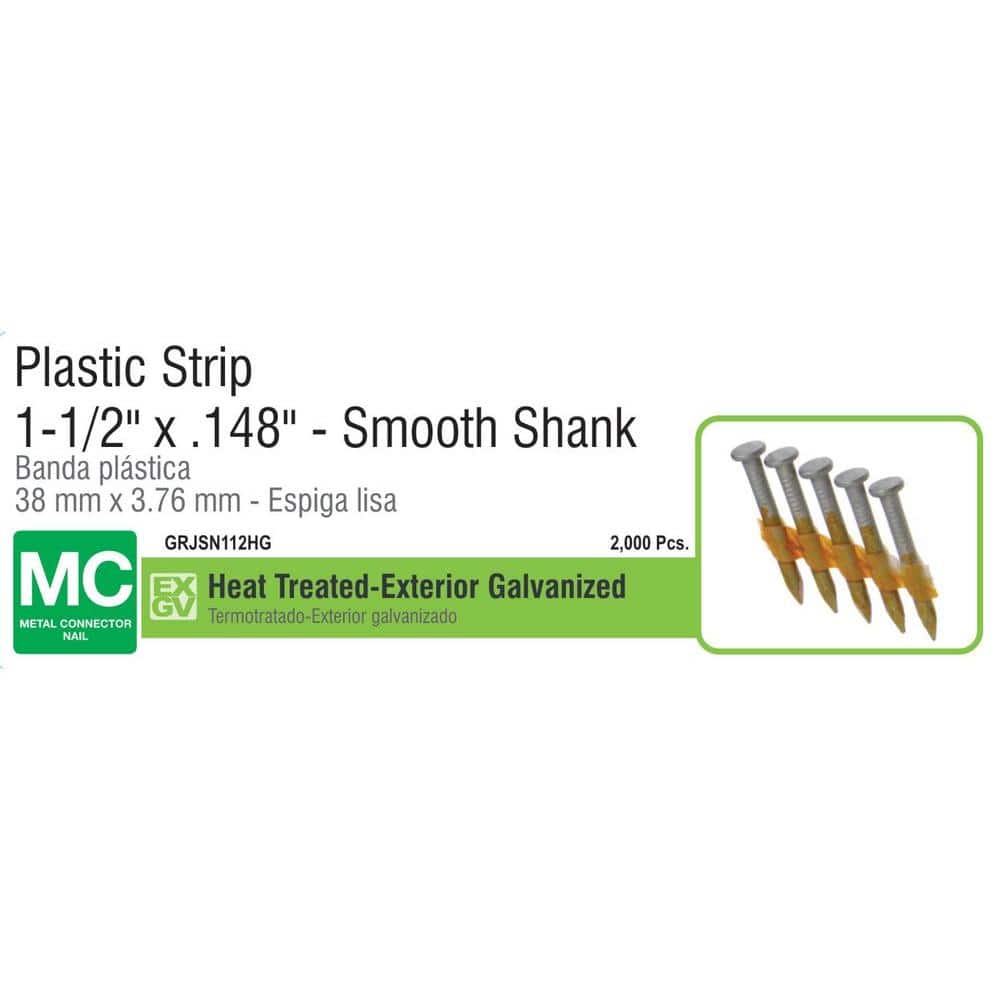 Grip-Rite 1-1/2 in x .148 33° Plastic Collated Exterior Galvanized Steel Smooth Shank Joist Hanger Nails 2000 per Box (1)