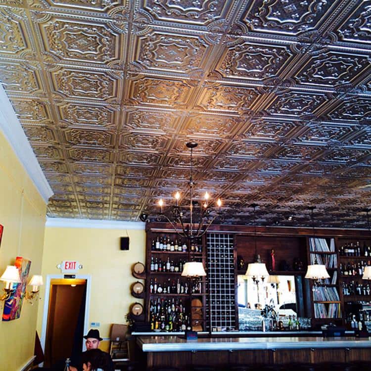 FROM PLAIN TO BEAUTIFUL IN HOURS Elizabethan Shield 2 ft. 2 ft. Decorative PVC Glue Up Faux Tin Ceiling Tile (40 sq. ft./case) (3)