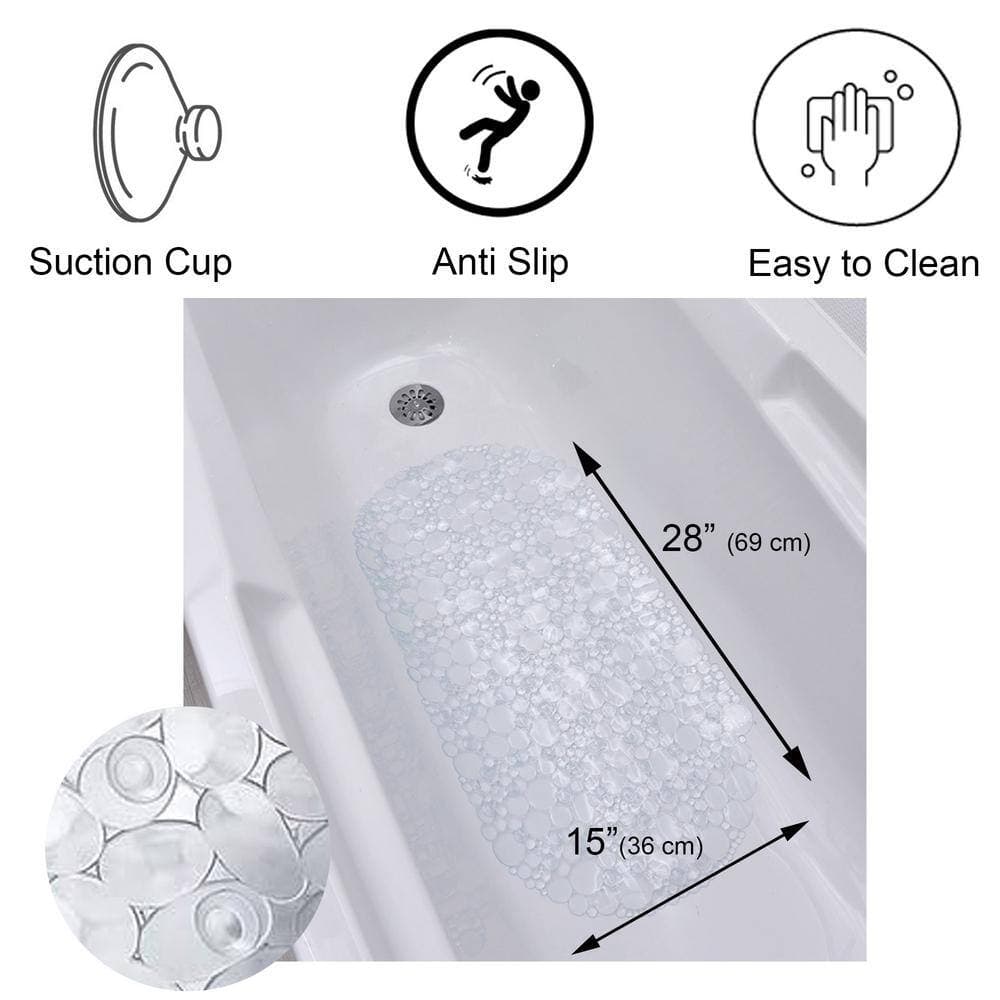 EVIDECO French home goods Bubbles Non-Slip Oval Bathtub Mat Clear 28 L x 15 W (3)
