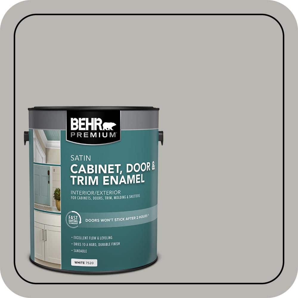 BEHR PREMIUM 1 gal. #HDC-MD-26 Sonic Silver Satin Enamel Interior/Exterior Cabinet, Door & Trim Paint