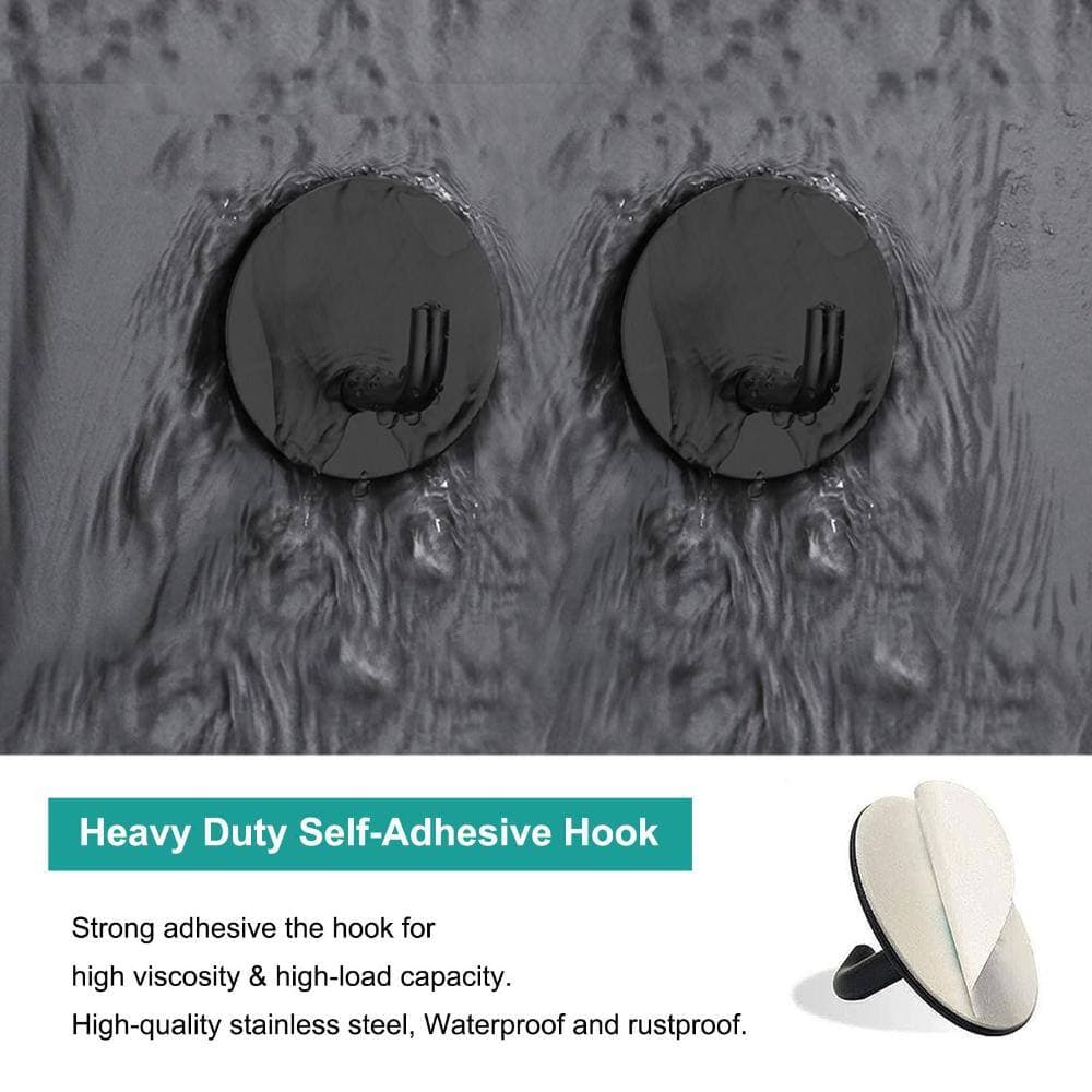 Unbranded Heavy Duty Adhesive Hooks, Round Self Adhesive Robe Towel Hook for Waterproof Stainless Steel Black Matte (3)
