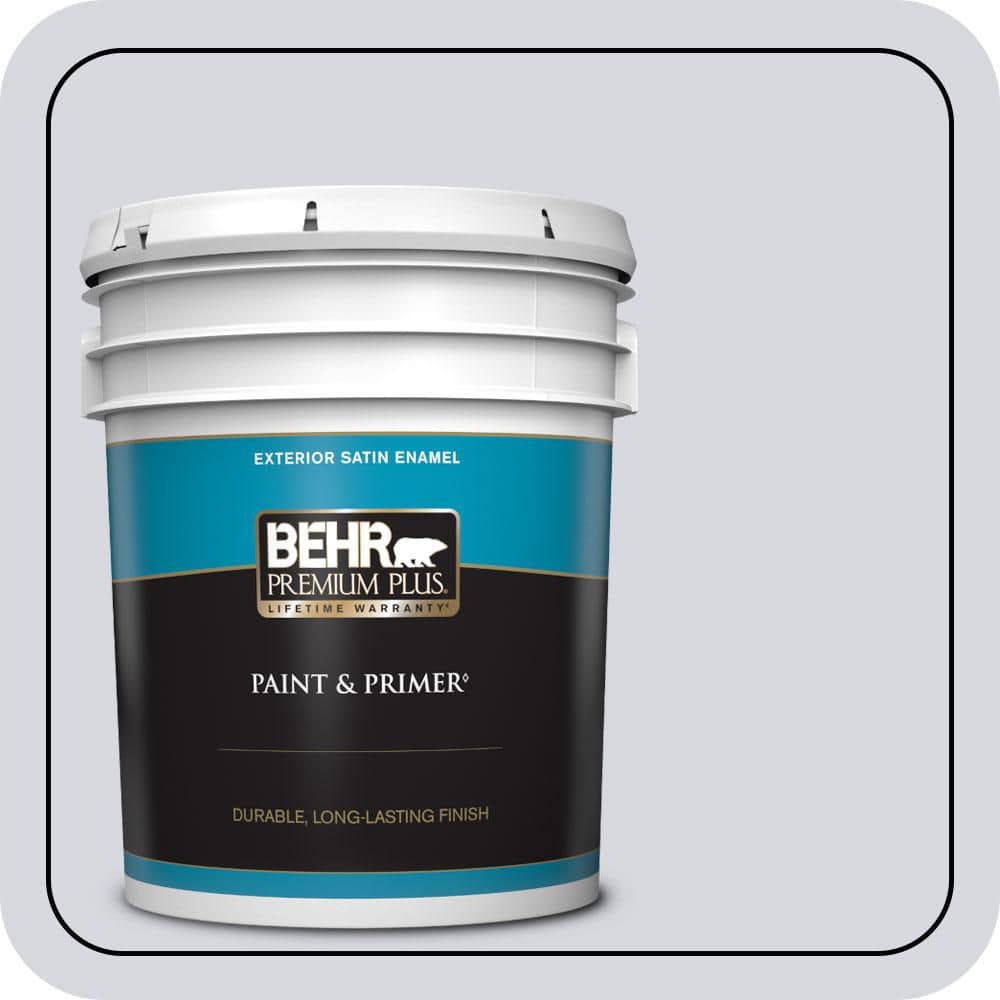BEHR PREMIUM PLUS 5 gal. #MQ3-59 Will O the Wisp Satin Enamel Exterior Paint & Primer