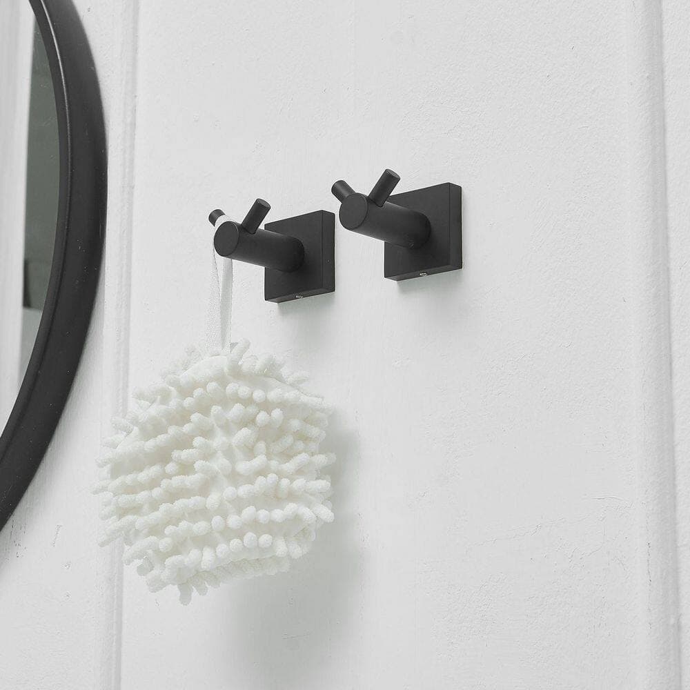 BEARSOLIM 5-Piece Bath Hardware Set with Towel Bar Towel Ring Towel Hook Toilet Paper Holder in Matte Black (2)