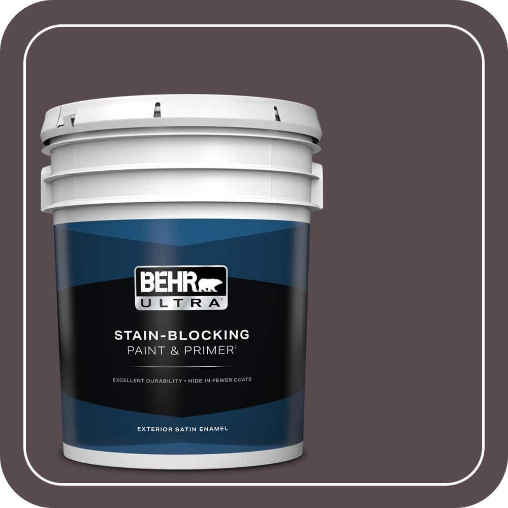 BEHR ULTRA 5 gal. #N100-7 Aubergine Satin Enamel Exterior Paint & Primer