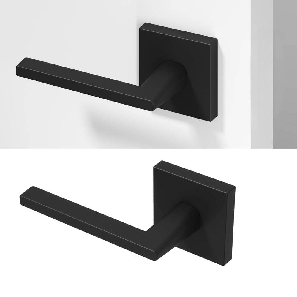 Okun Quadra Metal Matte Black Dummy Door Handle with Square Rosette