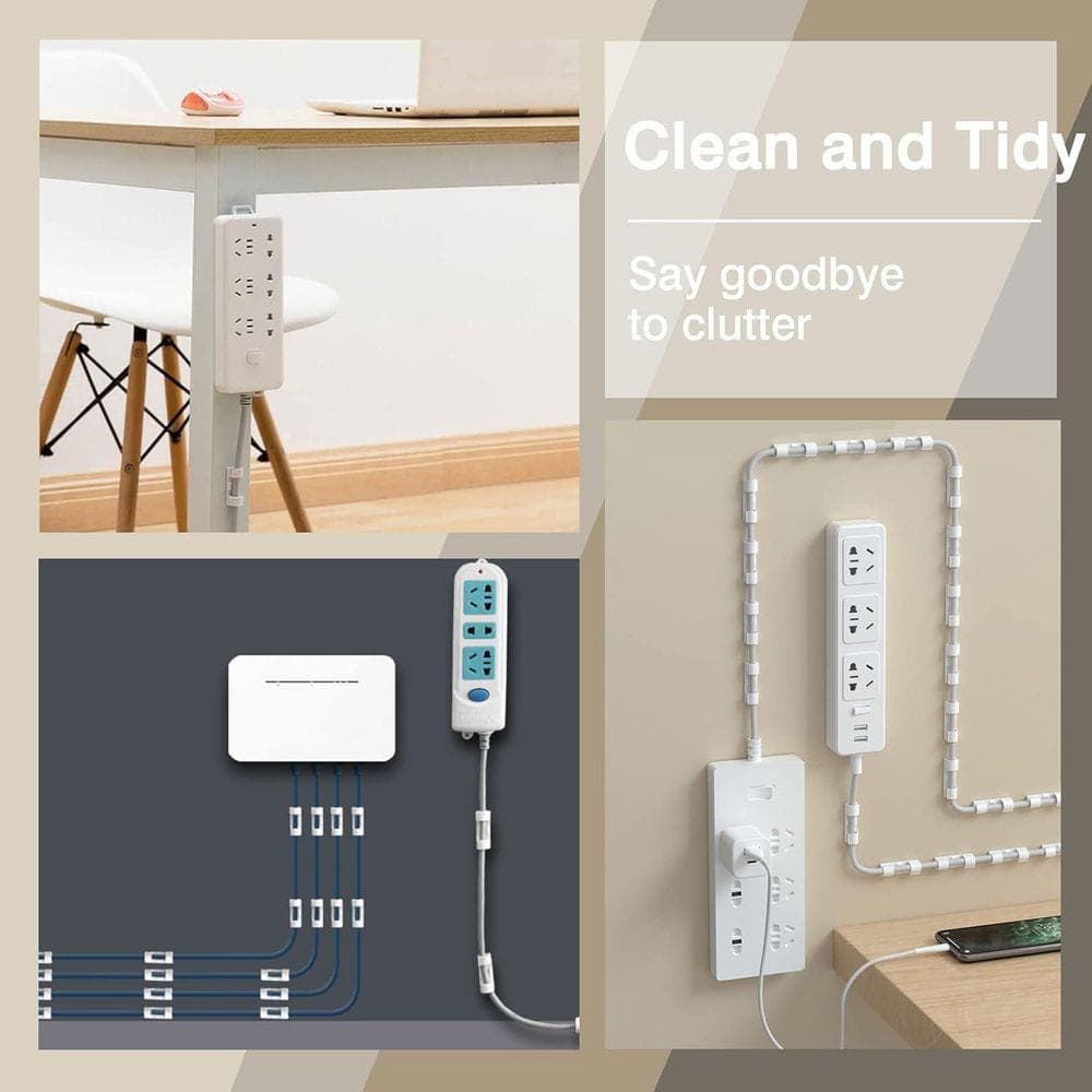 Yichuhaoxi Adhesive Power Strip Holder and Cable Clips Kit Wall Mount Cord Organizer White 8-Piece 40-Piece Set for Home Office (3)