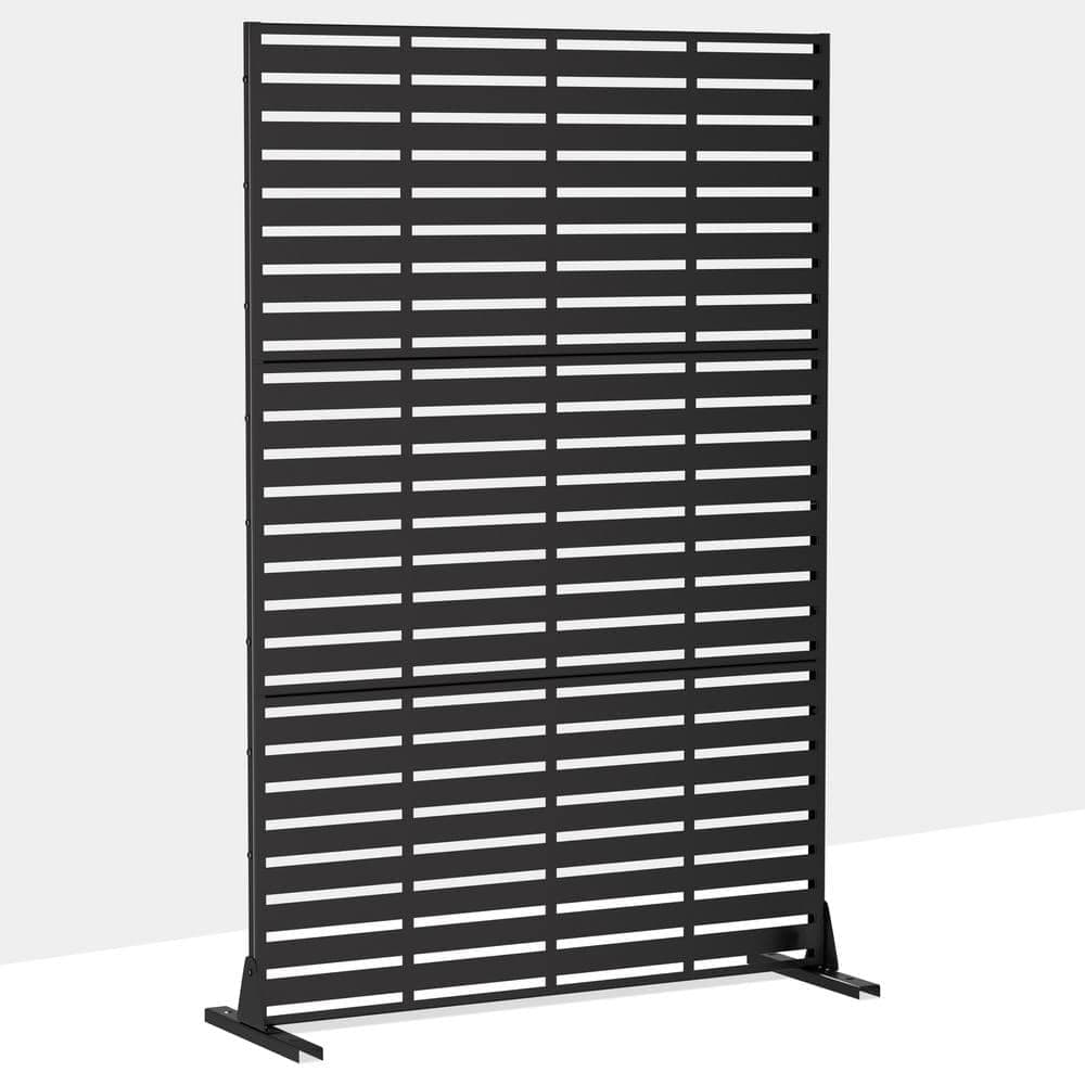 Dovelina 72 in. Adrian Metal Outdoor Garden Fence Privacy Screen Garden Screen Panels in Black (1)