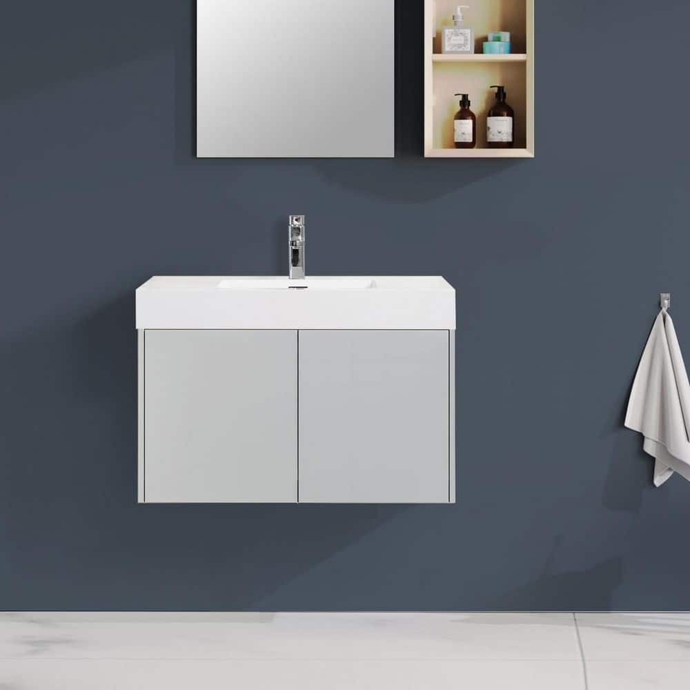 Satico 35.44 in. Drop-In Rectangular Resin Bathroom Sink in Gloss White (3)