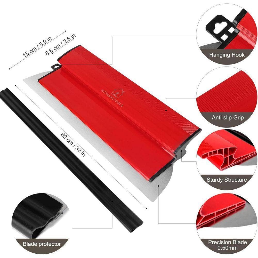 KIWDZFU 32 in. Plastic Drywall Skimming Blade with Replaceable 0. 50mm European Stainless Steel Blade Insert Ergonomic Design (2)