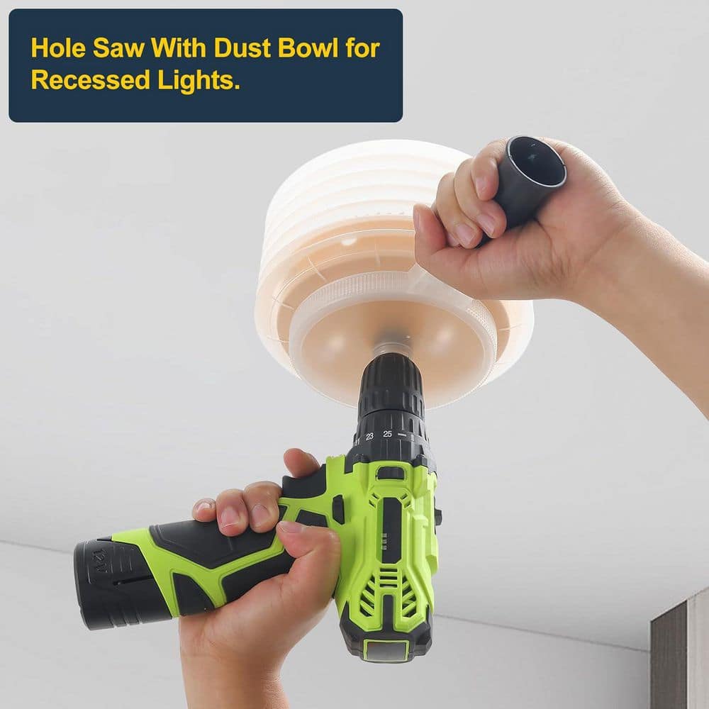 Unbranded 3-3/4 in. Bi-Metal Hole Saw with Dust Bowl for Recessed Lights Clean Cuts in Wood Plastic Drywall (2)