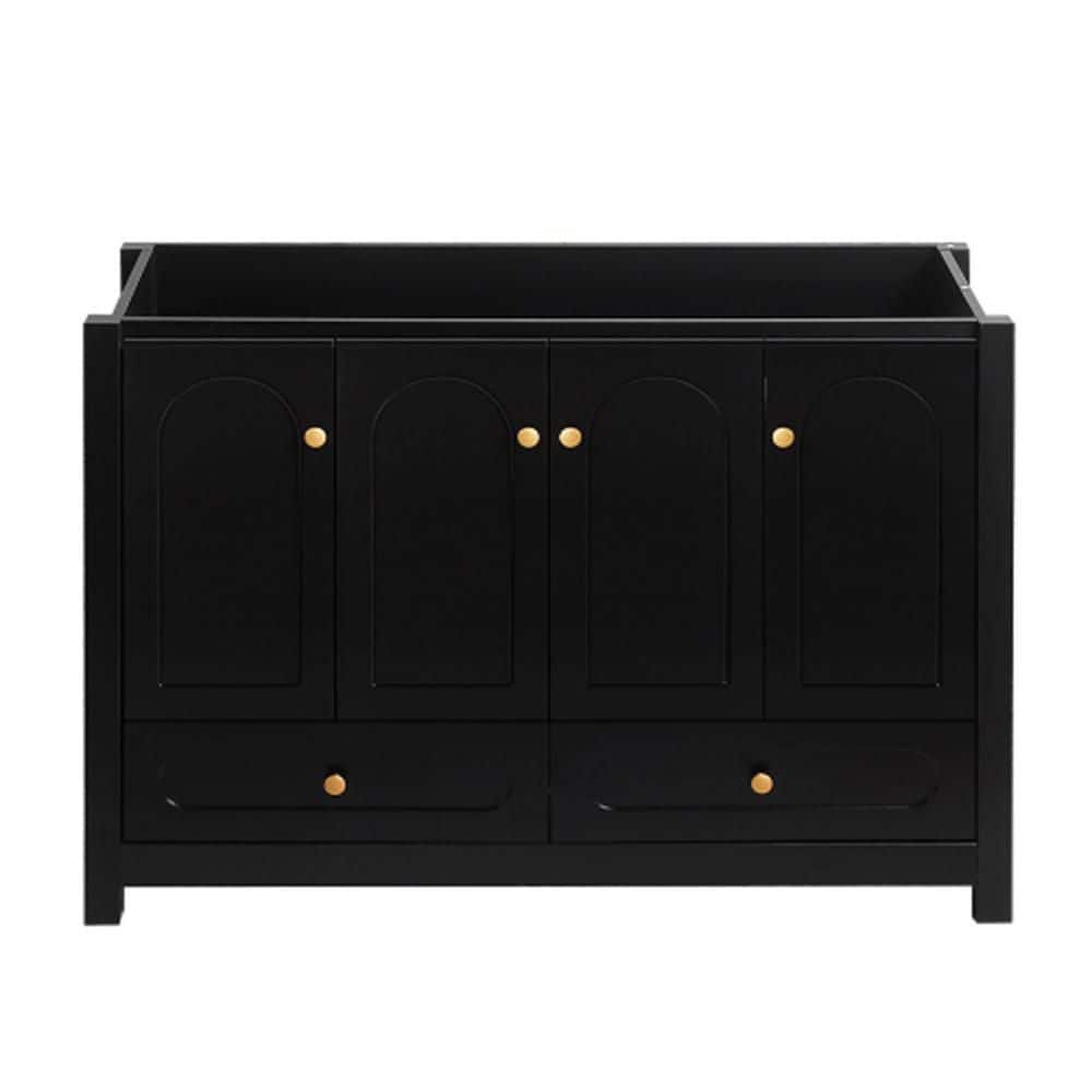 Unbranded Stylish 48 in. Black Bath Vanity Cabinet without Top 4-Sliding Doors and 2-Drawers, Ample Storage