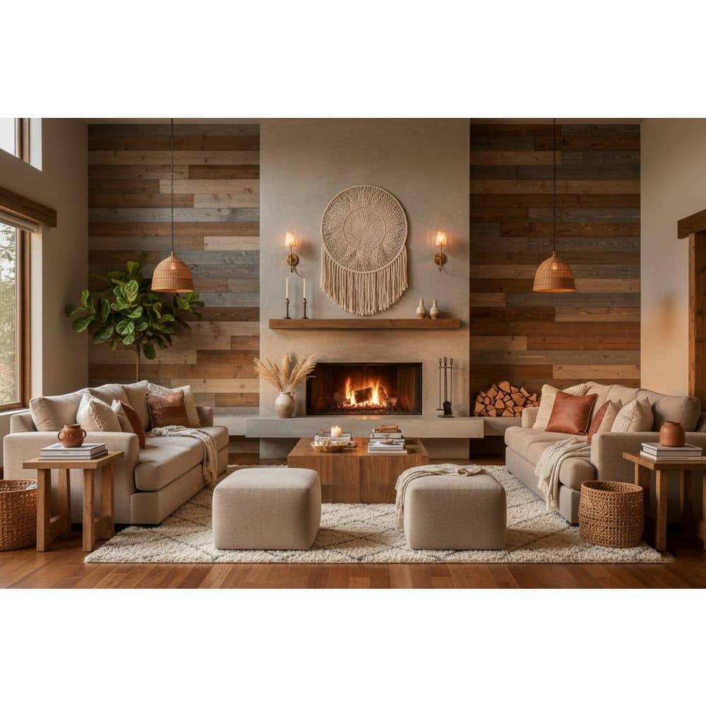 HARDWOOD REFLECTIONS 1/2 in. T x 5.5 in. W x 4 ft. L Rustic Brown/Gray Pine Solid Barn Wood Wall Paneling (10-Pack) (3)