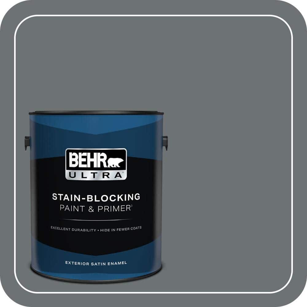BEHR ULTRA 1 gal. #MQ5-28 Dawn Gray Satin Enamel Exterior Paint & Primer