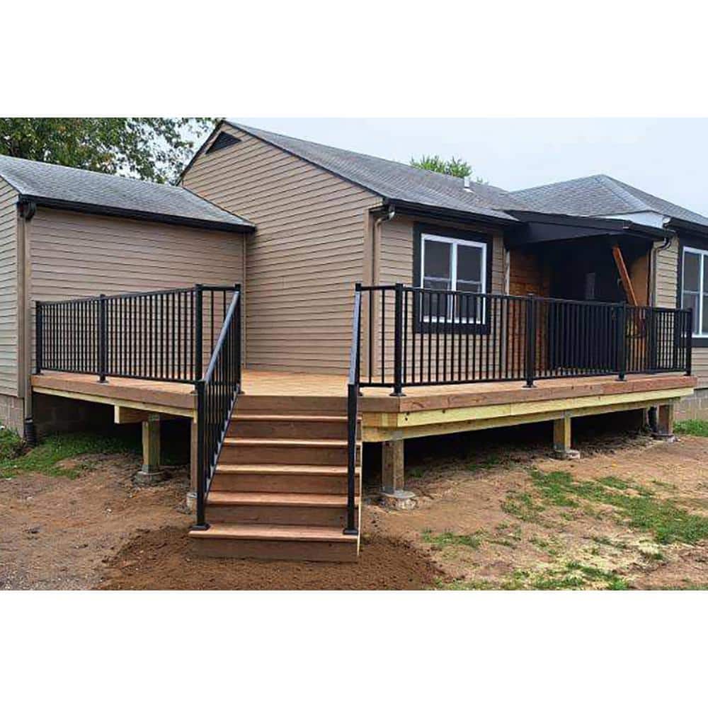 Pegatha Contemporary 8 ft. x 36 in. Black Fine Textured Aluminum Level Rail Kit (3)