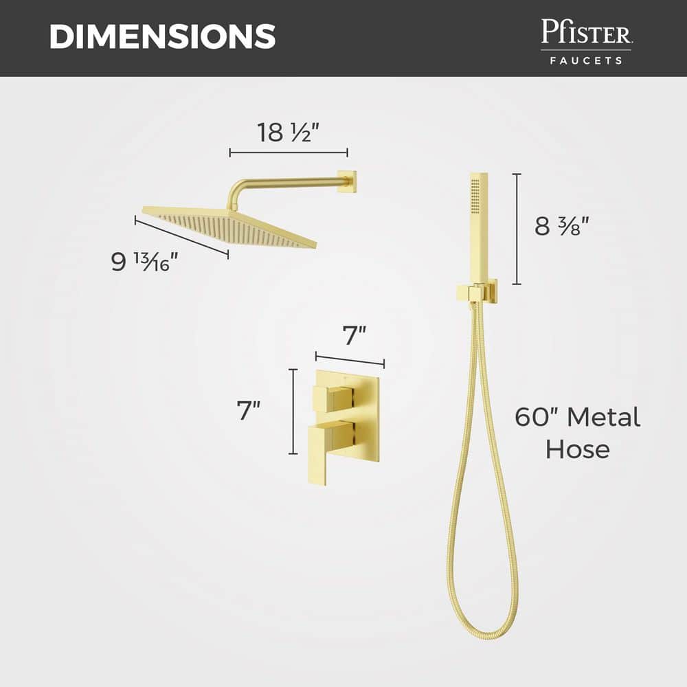 Pfister Dumont 2-Handle 1-Spray Tub and Shower Faucet with Handshower 1.75 GPM in Spot Defense Brushed Gold [Valve Included] (3)