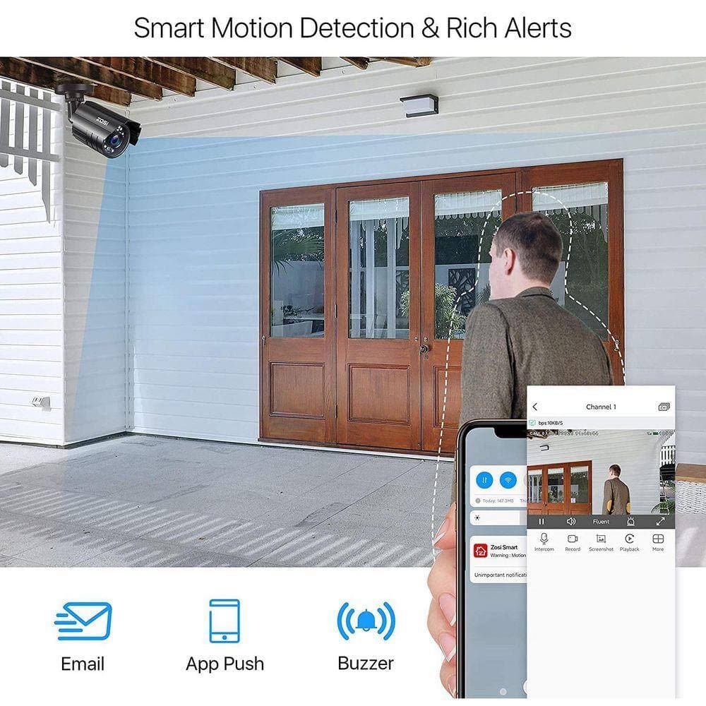 ZOSI 16-Channel 2MP 4TB DVR Security Camera System with 16 1080P Outdoor Wired Bullet Cameras, Black (2)