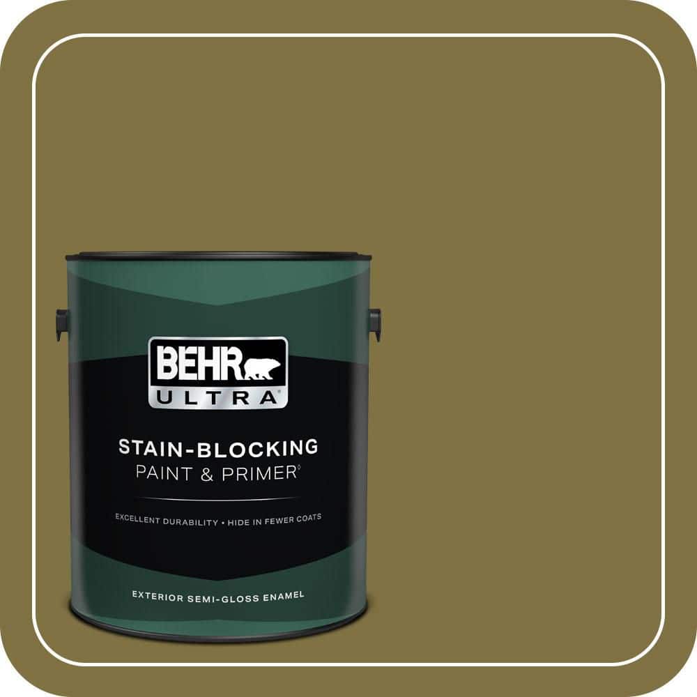 BEHR ULTRA 1 gal. #S-H-390 Italian Olive Semi-Gloss Enamel Exterior Paint & Primer