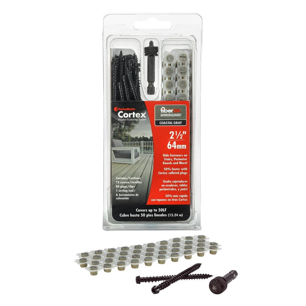 FastenMaster Collated Cortex Hidden Fastening System for Fiberon ArmorGuard Decking - 2-1/2in screws and plugs in Coastal Gray (50LF) (1)