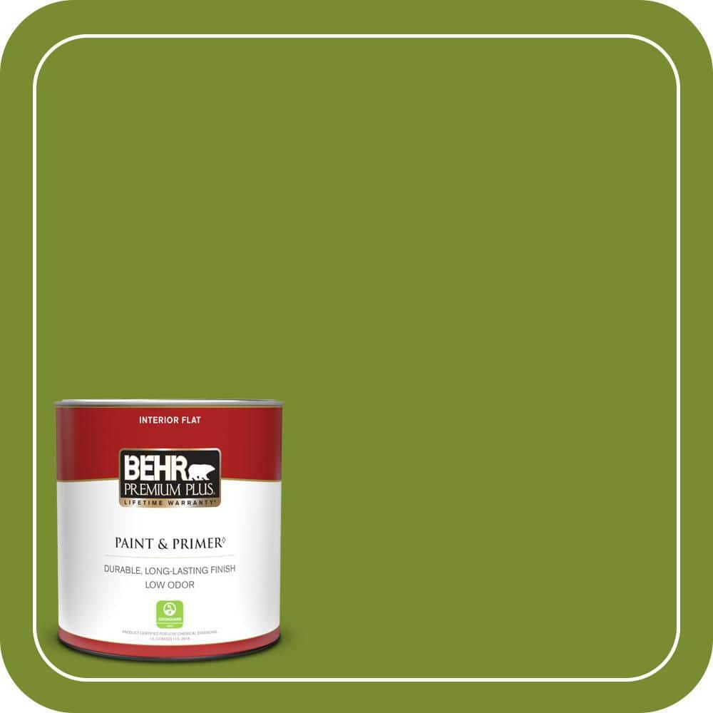 BEHR PREMIUM PLUS 1 qt. #P360-7 Sassy Grass Flat Low Odor Interior Paint & Primer (1)