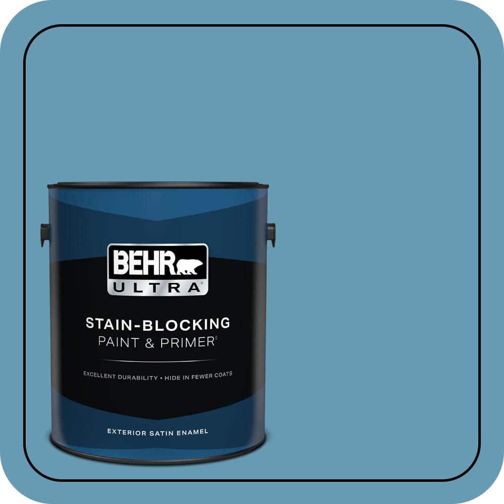 BEHR ULTRA 1 gal. #S490-4 Yacht Blue Satin Enamel Exterior Paint & Primer