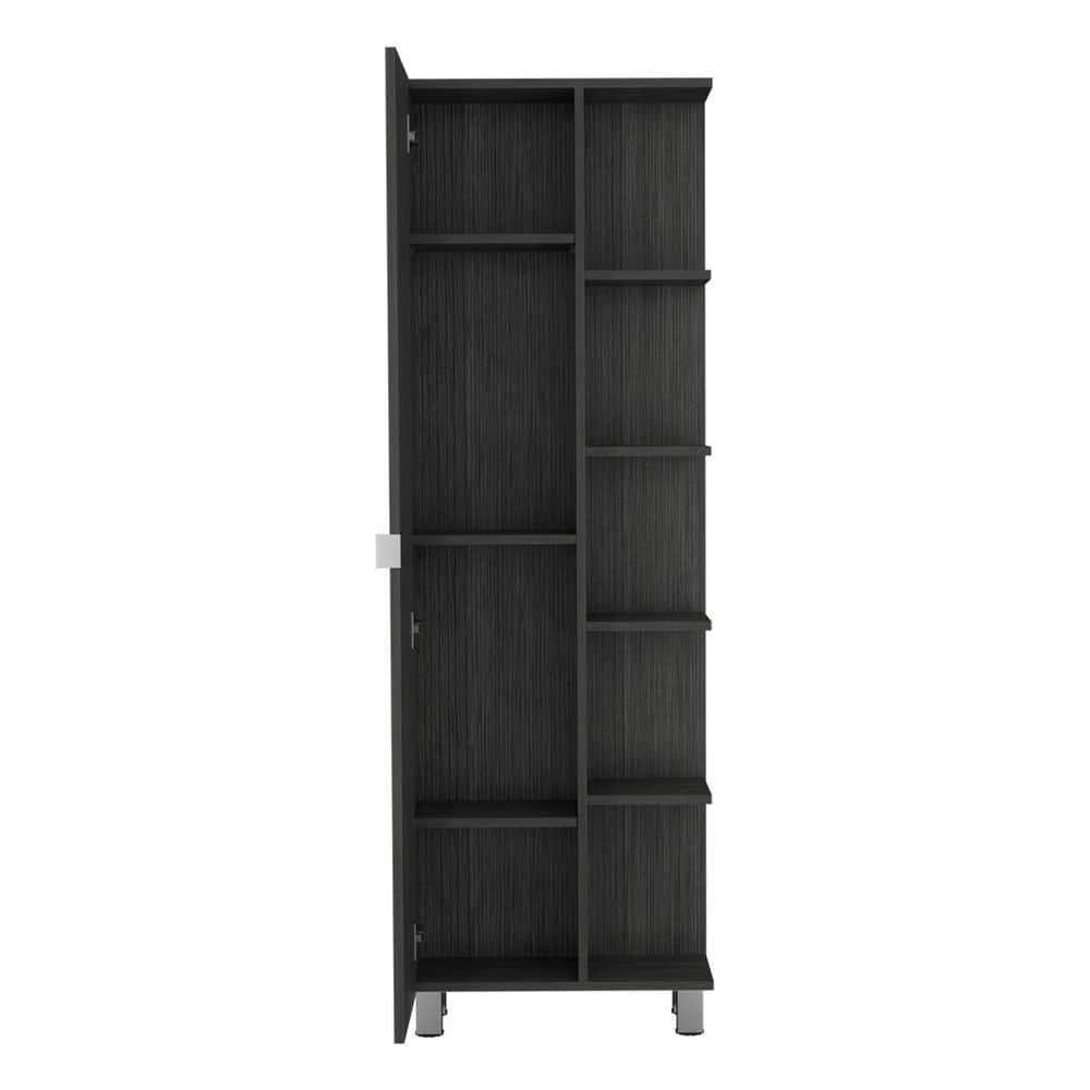 Tahanbath 20.20 in. W x 8.50 in. D x 62.20 in. H Particle Board Freestanding Linen Cabinet w/5-Shelves in Smokey Oak (1)