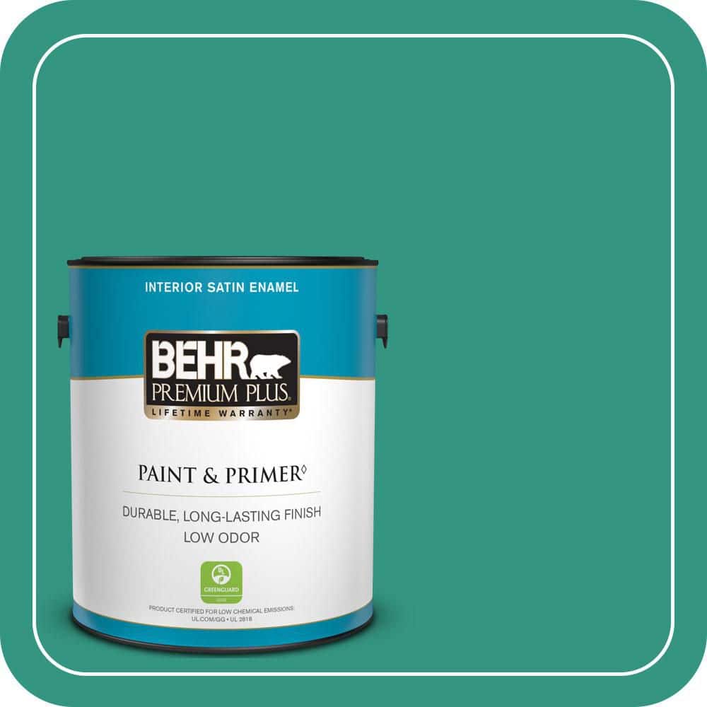 BEHR PREMIUM PLUS 1 gal. #P440-6 Esmeralda Satin Enamel Low Odor Interior Paint & Primer