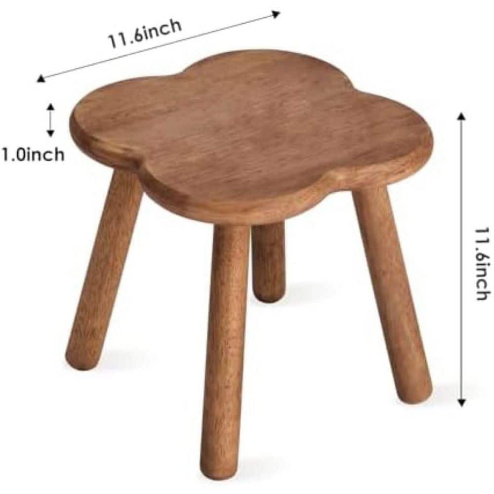 Unbranded 11.6 in. Wooden Step Stool Durable Hardwood Antique Finish Safety Design Versatile Use 350 lbs. Capacity (3)