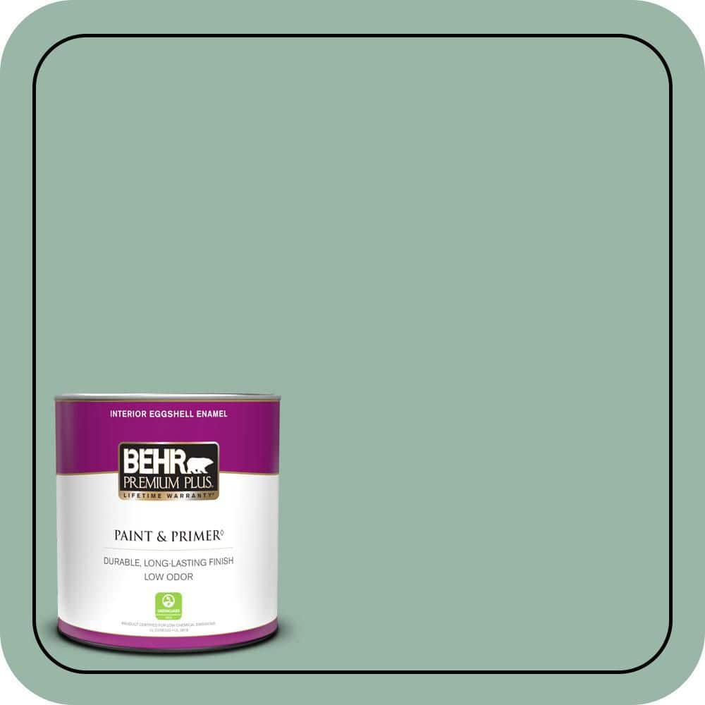 BEHR PREMIUM PLUS 1 qt. #S420-3 Nile River Eggshell Enamel Low Odor Interior Paint & Primer