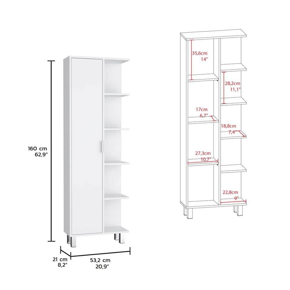 Tahanbath 20.90 in. W x 21 in. D x 62.90 in. H White Wood Freestanding Linen Cabinet with 4 Open Shelves in White (3)