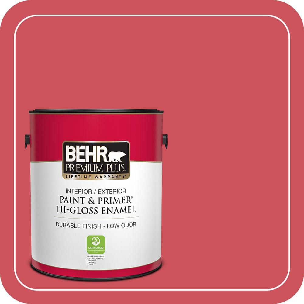 BEHR PREMIUM PLUS 1 gal. #T15-14 Super Hero Hi-Gloss Enamel Interior/Exterior Paint & Primer