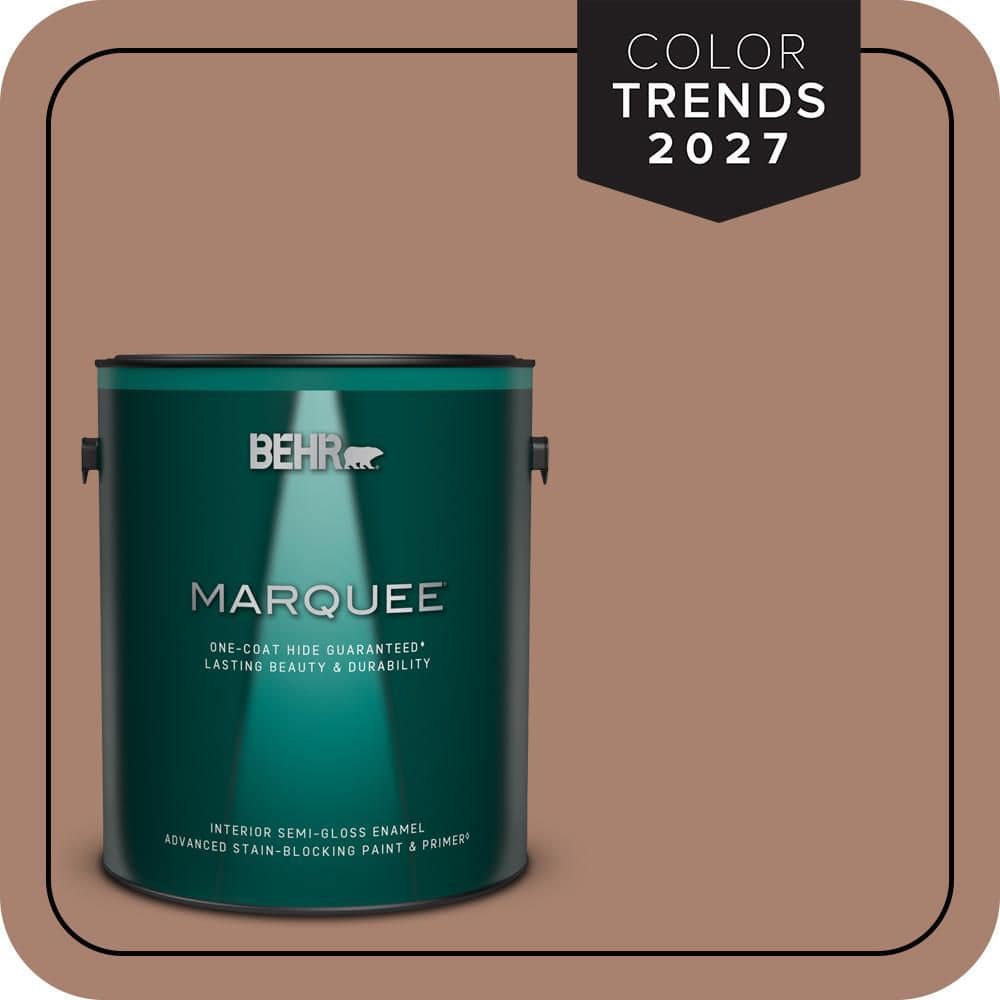 BEHR MARQUEE 1 gal. #S190-5 Cocoa Nutmeg One-Coat Hide Semi-Gloss Enamel Interior Paint & Primer