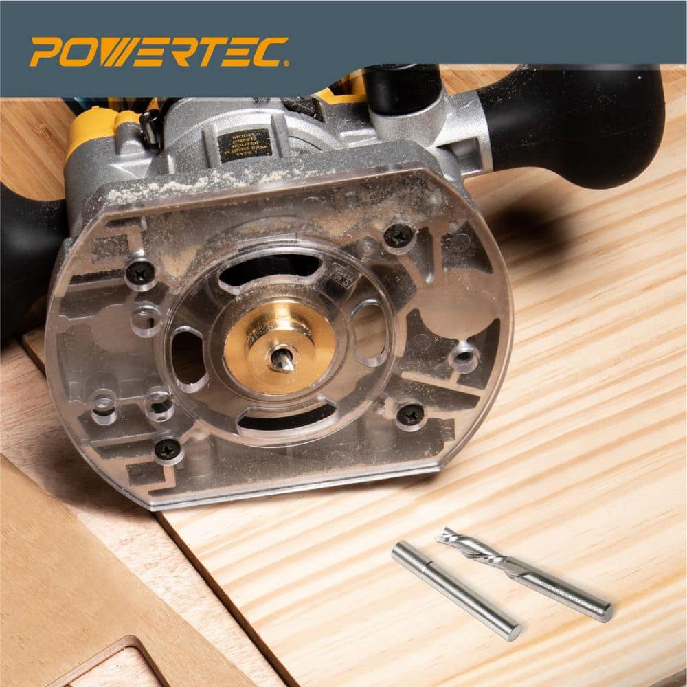 ‎POWERTEC Solid Brass Inlay Set w/Router Bits 1/4 in. D 1/4 Shank, 2-1/2 Overall Length with 1 in. 3/4 in. Cutting Length-4-Pieces (2)