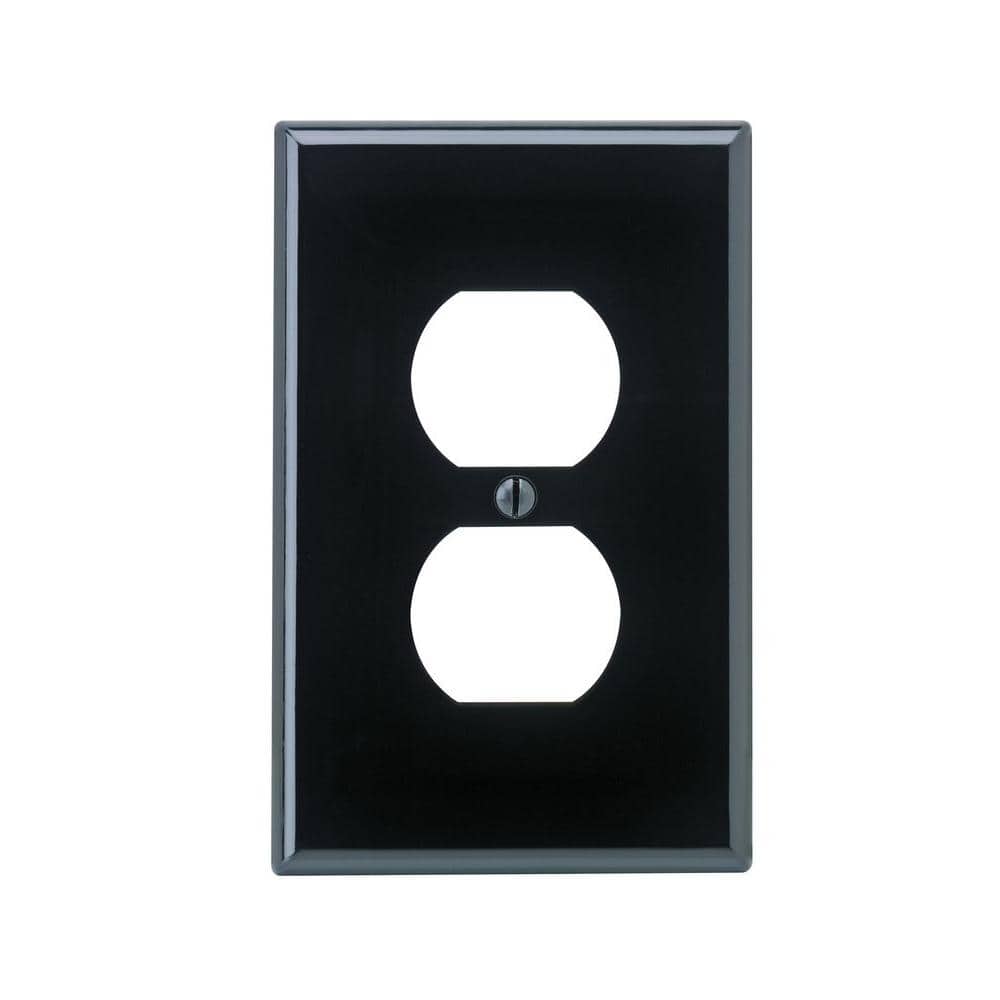 Leviton 1-Gang Black Duplex Outlet/Receptacle Nylon Midway/Midsize Wall Plate (1-Pack) PJ8-E (1)