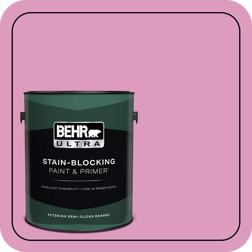BEHR ULTRA 1 gal. #690B-4 Pink Begonia Semi-Gloss Enamel Exterior Paint & Primer