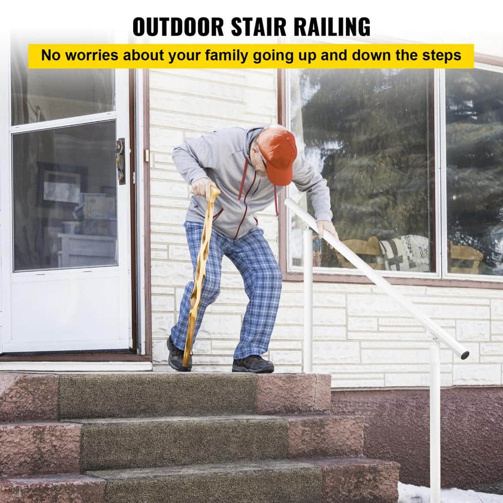 SVOPES 5 ft. 35.8 in. H x 62 in. W, Adjustable White Aluminum Handrail Outdoor Stair Railing Kit, for 0-5 Steps, Elderly. (2)