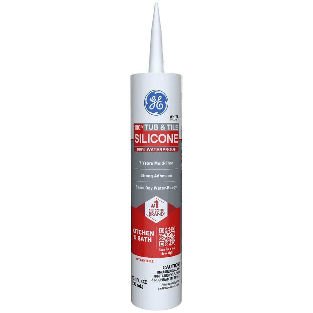 GE Tub and Tile Silicone 1 Caulk 10.1 oz Kitchen and Bath Sealant White