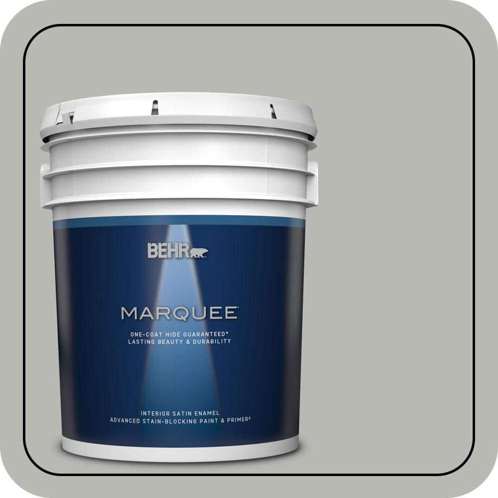 BEHR MARQUEE 5 gal. #PPU18-11 Classic Silver One-Coat Hide Satin Enamel Interior Paint & Primer (1)