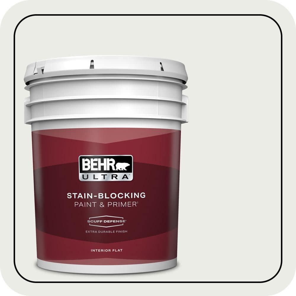 BEHR ULTRA 5 gal. #710E-1 Snow Leopard Extra Durable Flat Interior Paint & Primer