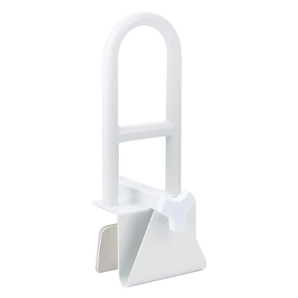 NVNOO 17 in. Steel Bathtub Safety Rail, Adjustable Tub Grab Handle Clamp Safety Handrail Support for Elderly Handicap, White