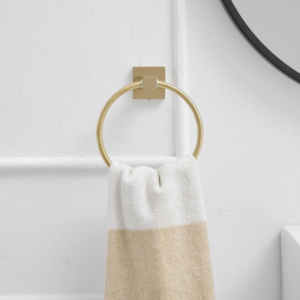 BWE Wall Mounted Towel Ring Bath Round Towel Hanger for Bathroom Toilet Kitchen Stainless Steel in Brushed Gold (2)