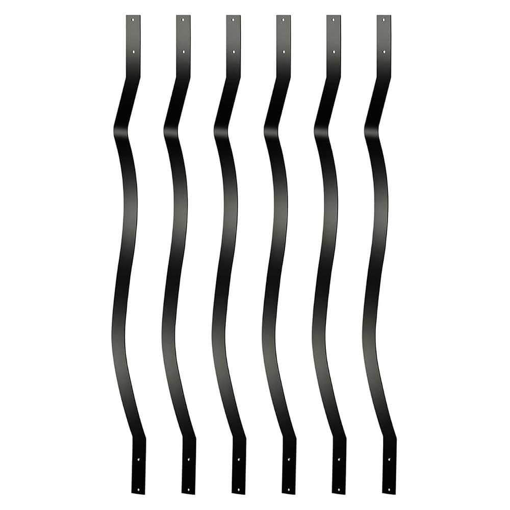 Afoxsos 51 Pack 32.25 x 1 in. Cast Iron Wave Arc Metal Deck Spindles with Screws Heavy Duty Staircase Balusters for Railing (1)