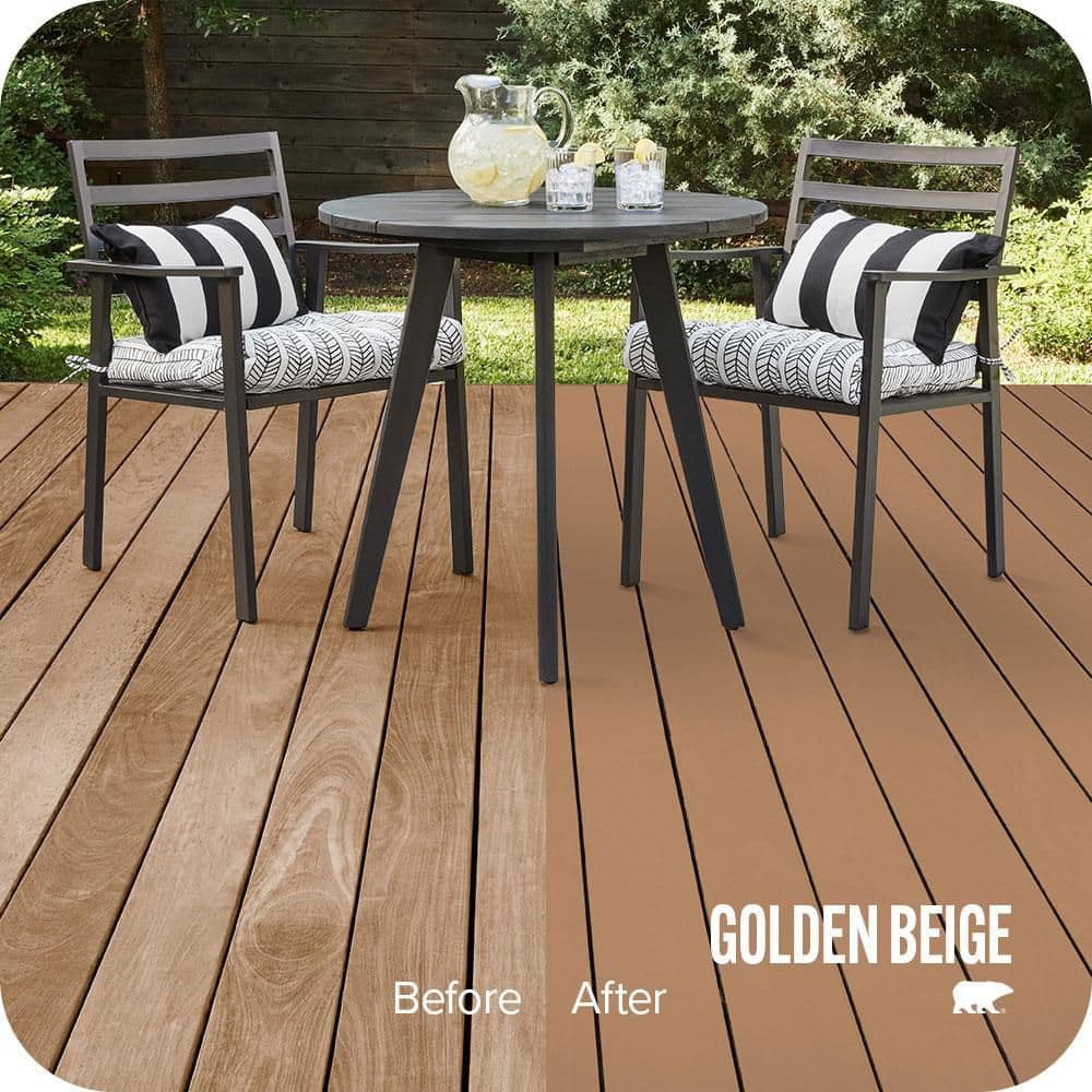 BEHR PREMIUM 1 qt. #SC-158 Golden Beige Solid Color Waterproofing Exterior Wood Stain and Sealer (2)