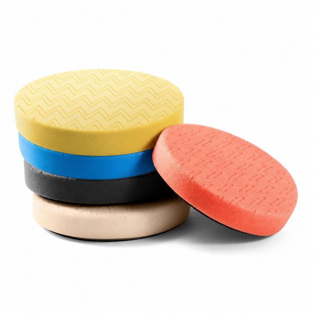LAIFUCAM 7-Piece Foam Polishing Pad Set with Hook and Loop for Dual Action Polishers, Ideal for Car Detailing Work (1)