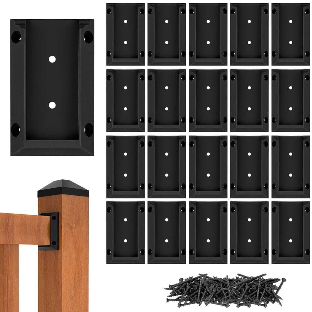 KIWDZFU Nylon Deck Railing Brackets Connectors for Wood Post 20-Pack with 120 Wood Screws (1)