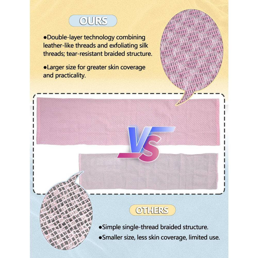 LAIFUCAM Pink Bath Exfoliating Towel with Hexagon Woven Carbon Fibers and Silver Ions for Sensitive or Oily Skin (3)