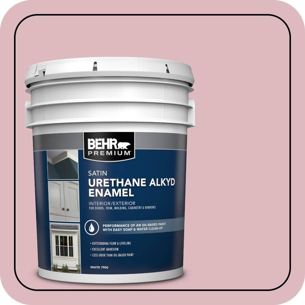 BEHR PREMIUM 5 gal. #S130-2 Shy Smile Urethane Alkyd Satin Enamel Interior/Exterior Paint